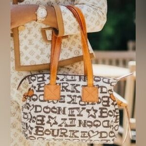 DOONEY & BOURKE Canvas and Leather Graffiti Purse, Authentic, Rare. EUC